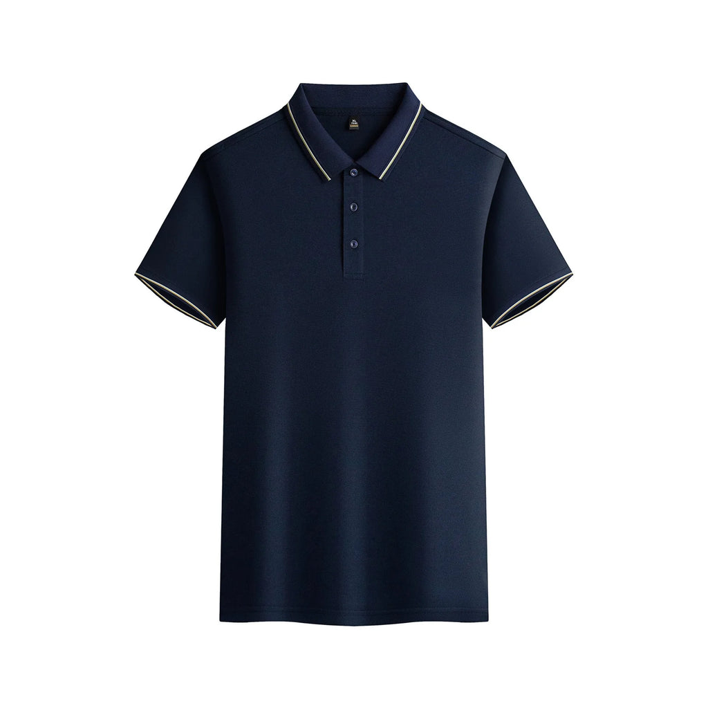 Summer quick-drying short-sleeved polo shirt in solid colour, polyester fibre fabric, size S to 5XL