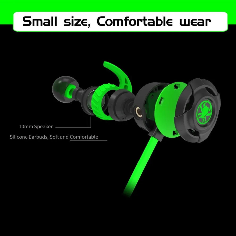 Shuangmai wired computer gaming headset with in-ear design and 1.5 cm cable in black, green, or red