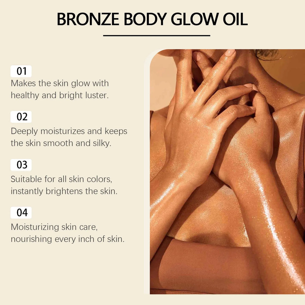 Bronze waterproof moisturizing massage body flash oil 90ml bottle with botanical ingredients
