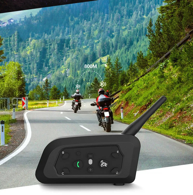 Motorcycle helmet Bluetooth intercom V6 Pro with mounting accessories and 800 metre communication range