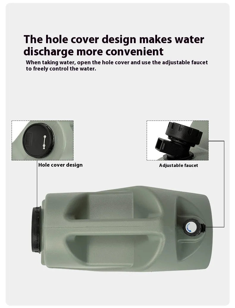 Portable water storage tank in green back 18L and snail 13L designs, made from PP material