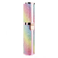 Lipstick-shaped ladies electric eyebrow trimmer with gold plated head in rainbow colour