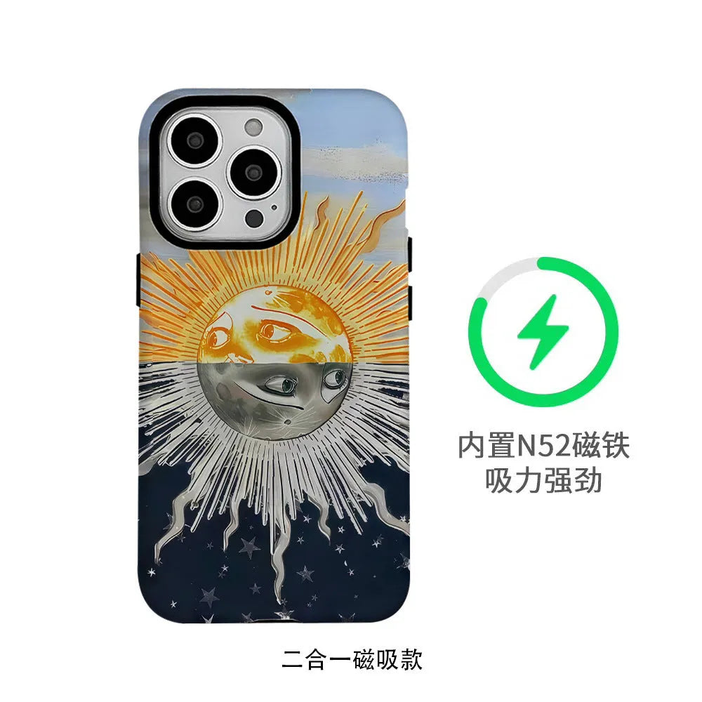 Day and Night Sun Sunshine magnetic two-in-one Feilin phone case for Apple iPhone 15 16 series with heat dissipation