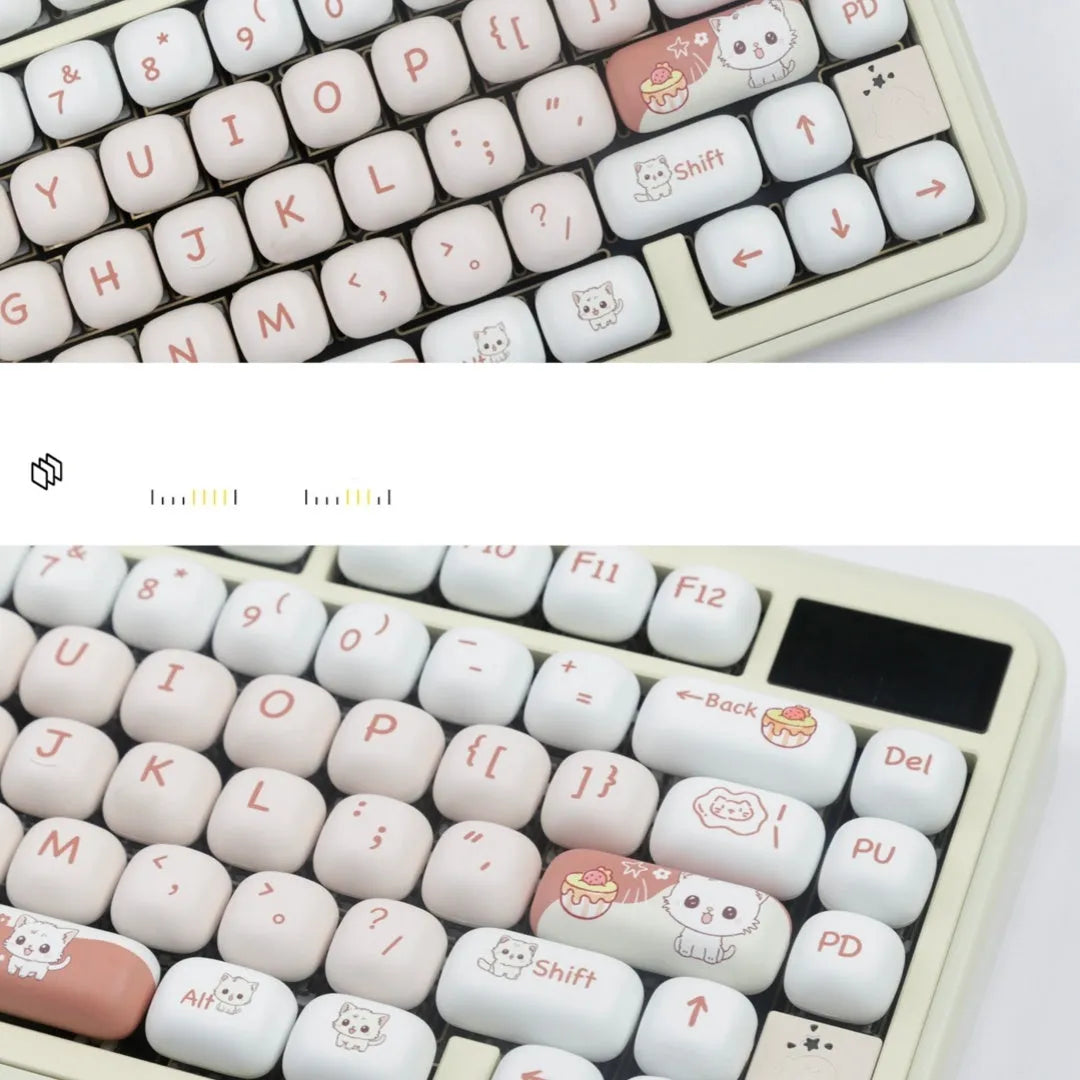 Dessert cat cartoon key cap set for mechanical keyboards with colourful artwork