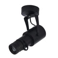 Black surface-mounted LED spotlight with aluminium housing and button control for restaurant lighting