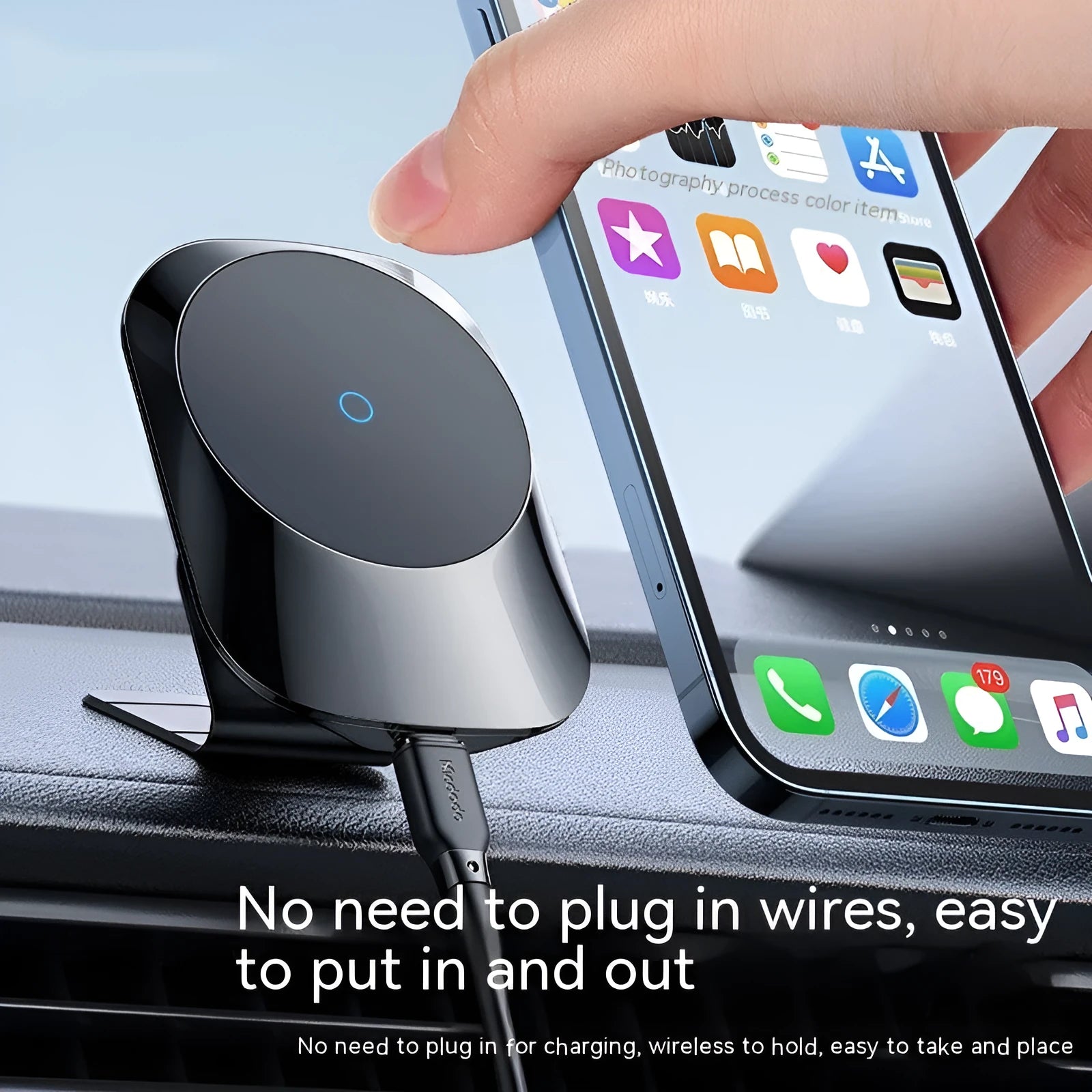 CH-707 magnetic car wireless charging stand with air vent and centre control mounting bases