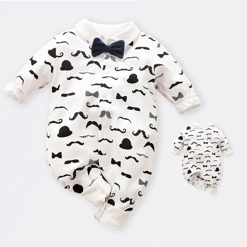 Cotton baby one-piece long sleeve Korean style bodysuit in grey, available in sizes 59-90cm