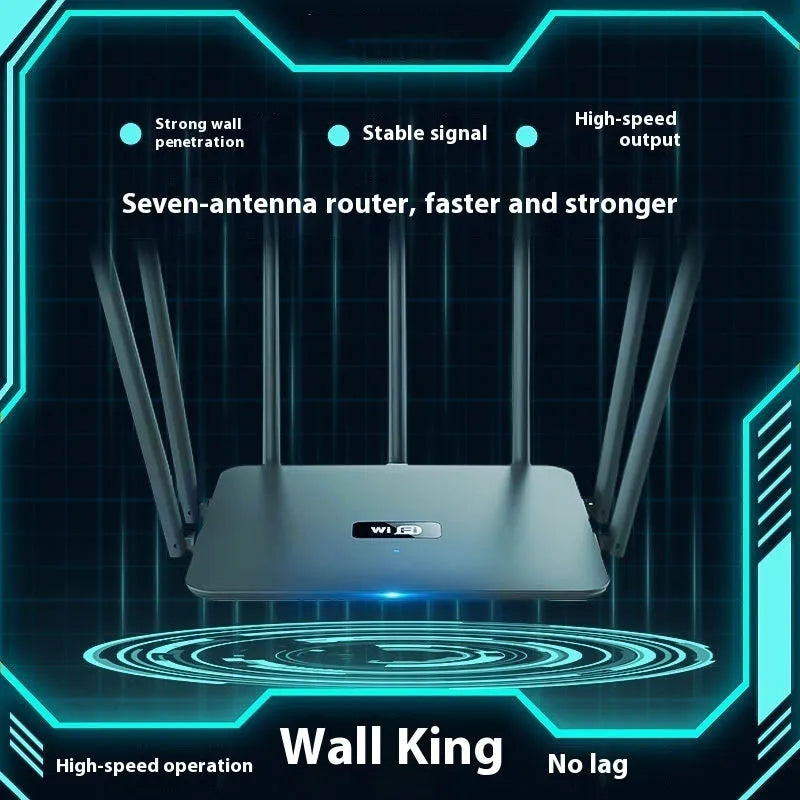 Black and white dual-frequency 5G Gigabit router with multiple antennas for through-wall home WiFi coverage