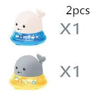 Automatic water induction whale bath toy spraying water with colourful LED lights