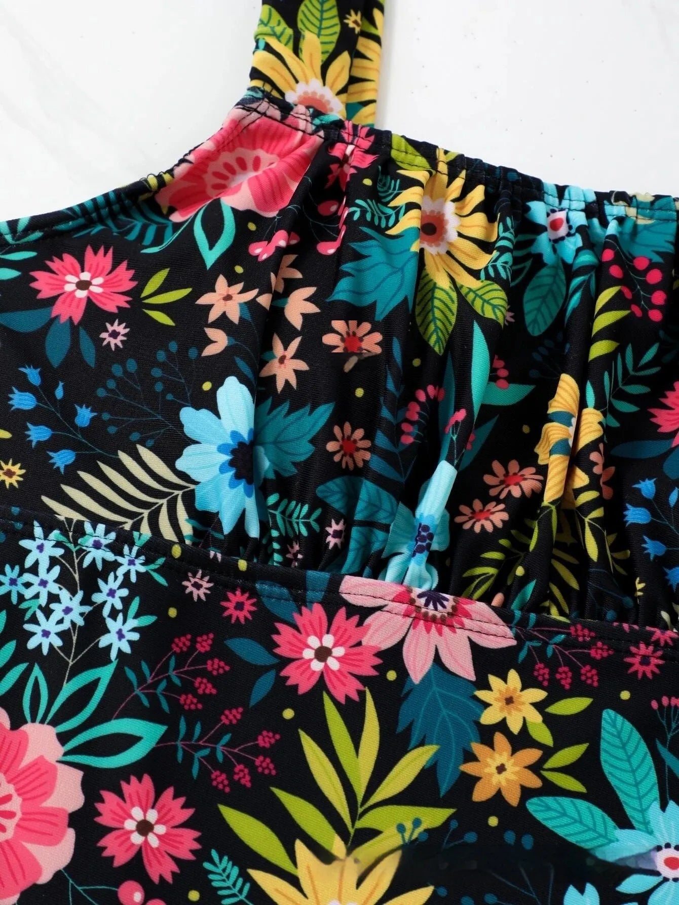 Women's floral print one-piece swimsuit with full coverage design