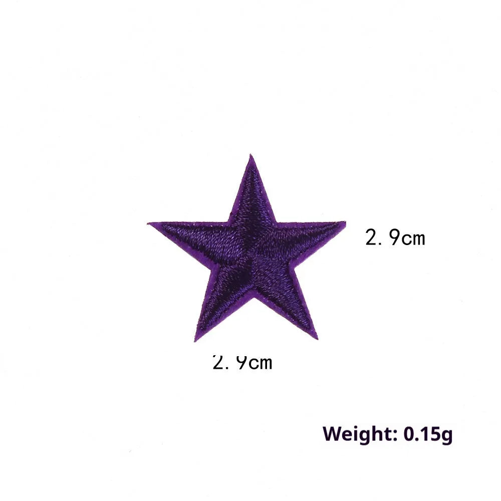 Colourful five-pointed star cloth embroidery stickers for DIY fabric decoration