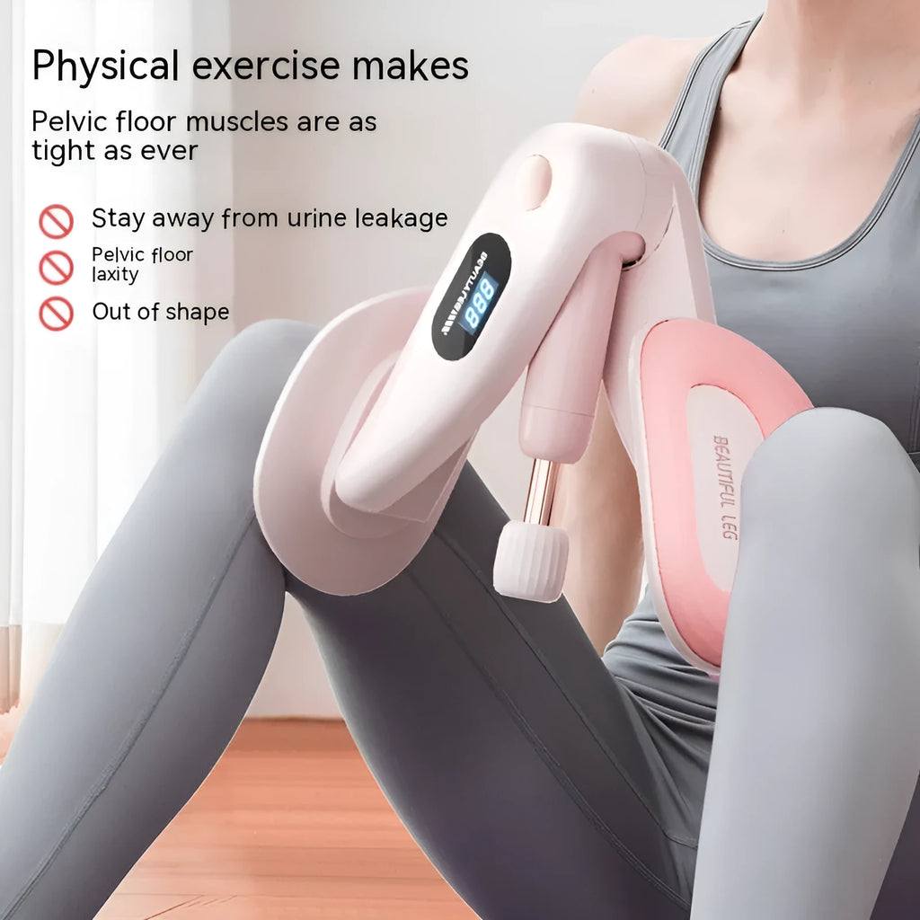 Pelvic floor muscle trainer with counter in blue, grey, green, or pink colours showing ABS plastic construction