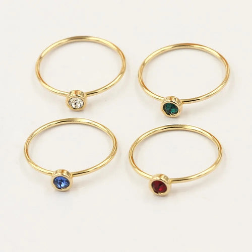 14K gold gilded brass knuckle ring with zircon stones in green blue dark red white colours
