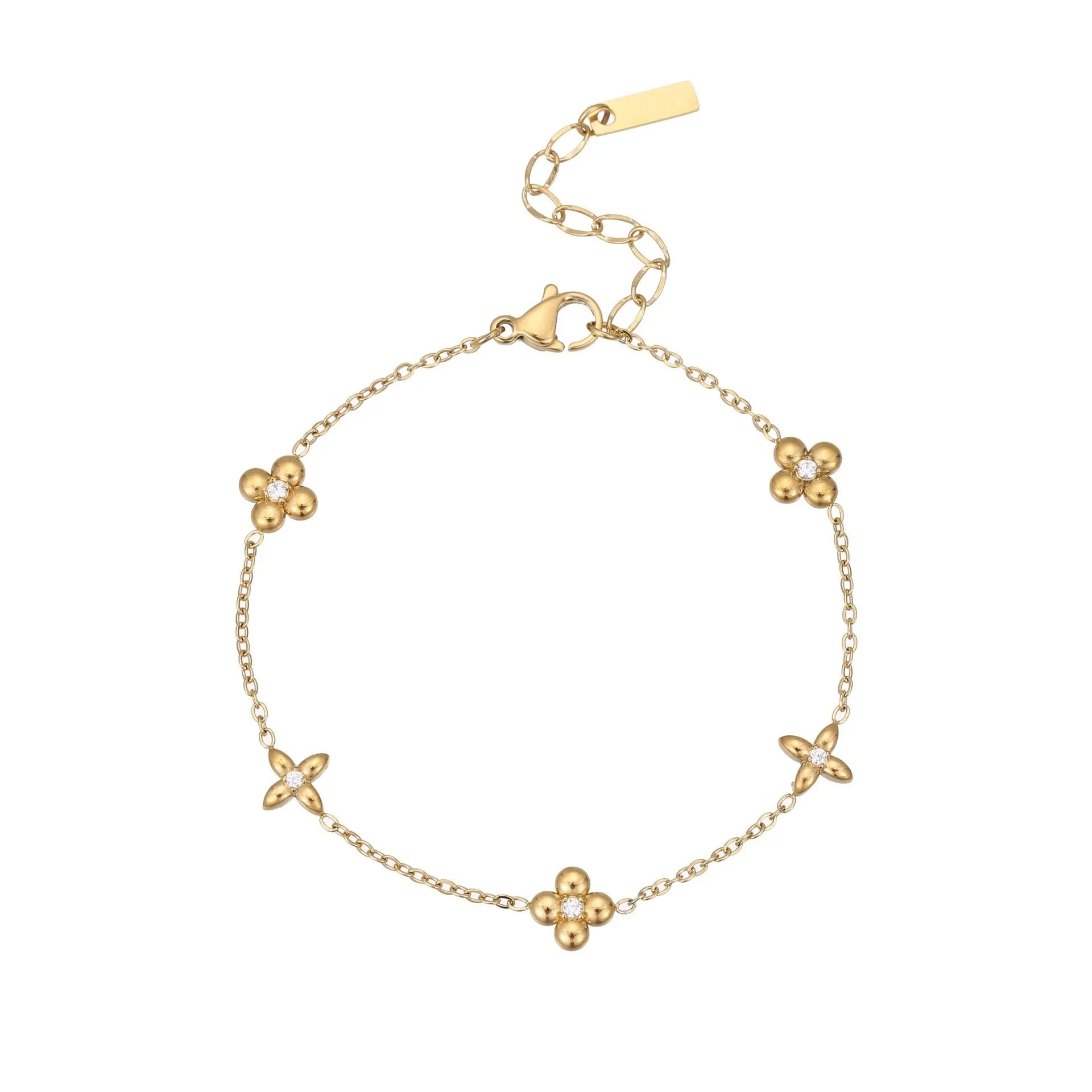 Women's stainless steel bracelet with 18K gold plating and geometric star pendant