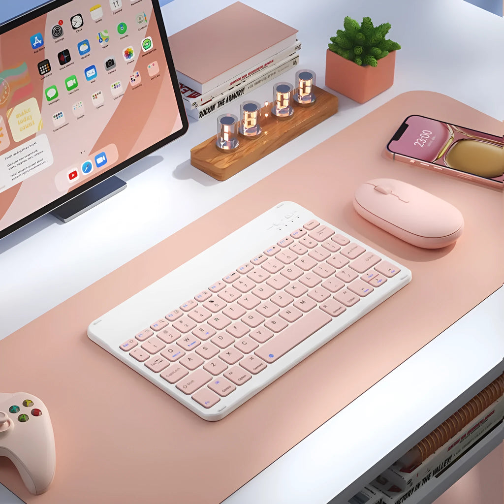 Girls Bluetooth wireless keyboard in elegant white colour with USB-C cable