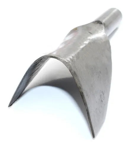 Six steel leather craft punch tools showing half-round and V-shaped profiles in sizes from 15mm to 40mm