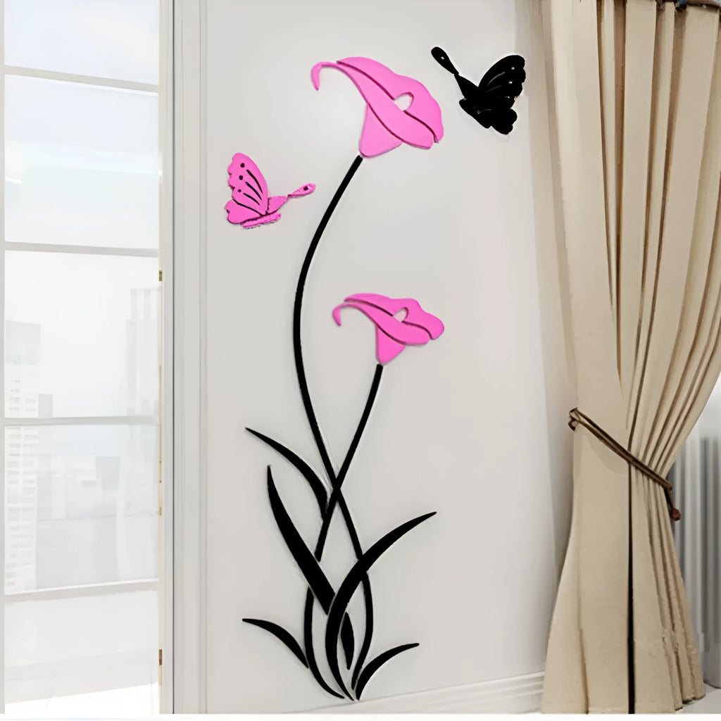 Lily 3D stereo clear acrylic wall sticker in multiple sizes and colour options