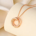 Seiko micro-inlaid interlocking circle necklace for women in champagne gold finish on copper pendant with 40.5cm chain
