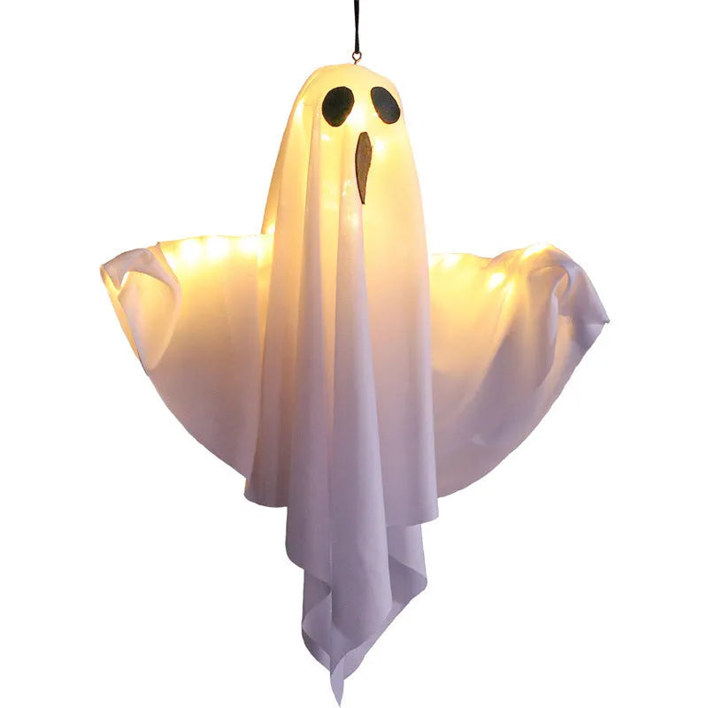 Luminous white and orange cloth ghost scream Halloween indoor lighting with battery power