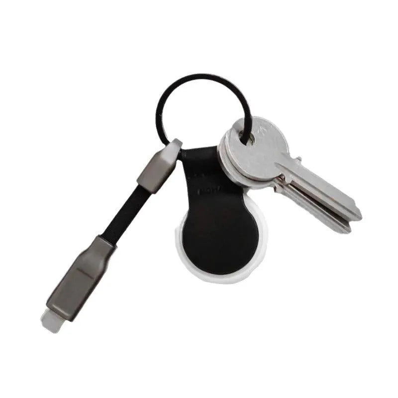 Black 12cm keychain fast charge Type-C cable with nylon braided flat line and magnetic connector
