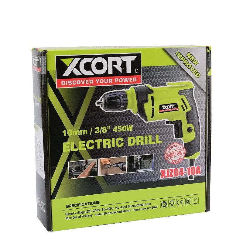 Pistol grip electric drill with 450W power rating and multi-speed control