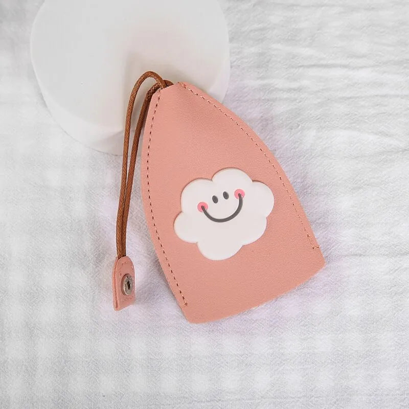 Cartoon design pull-out key case for car keys in PU leather.
