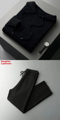Men's seamless wool hoodie and jogger pants casual two-piece set in Dark Gray with drawstring hood and zip front
