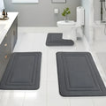 Home Hui-style three-piece bathroom floor mat set in PVC with stripe, solid, and grid patterns, 40x50 40x60 50x80cm