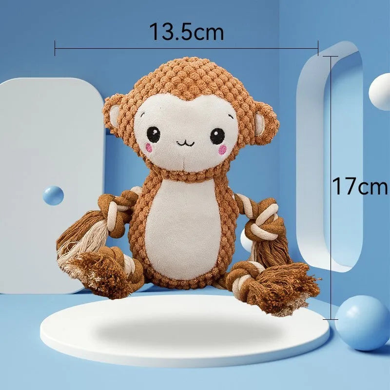 Lion and monkey soft plush squeaky dog toys bundle for medium large dogs