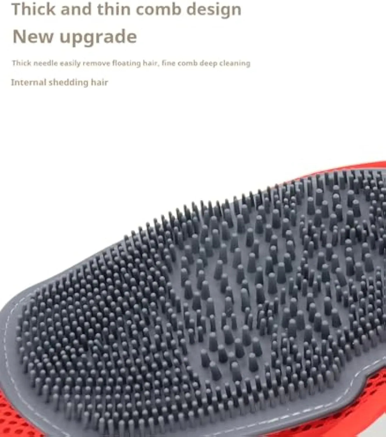 Red pet grooming glove with silicone bristles for washing and hair removal