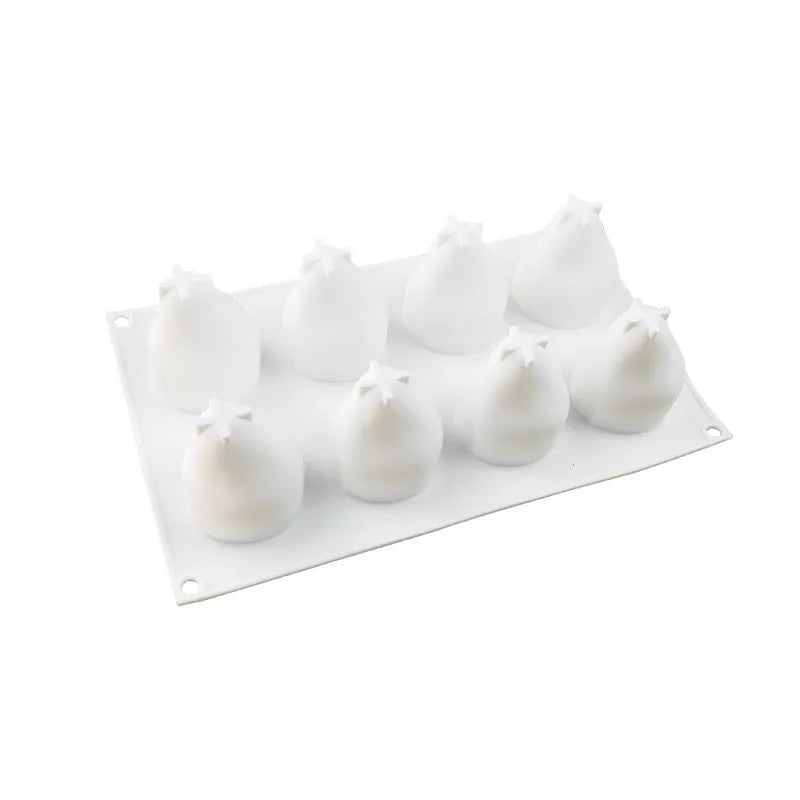 Silicone baking mould with six pineapple and pine cone shaped cavities for Italian desserts