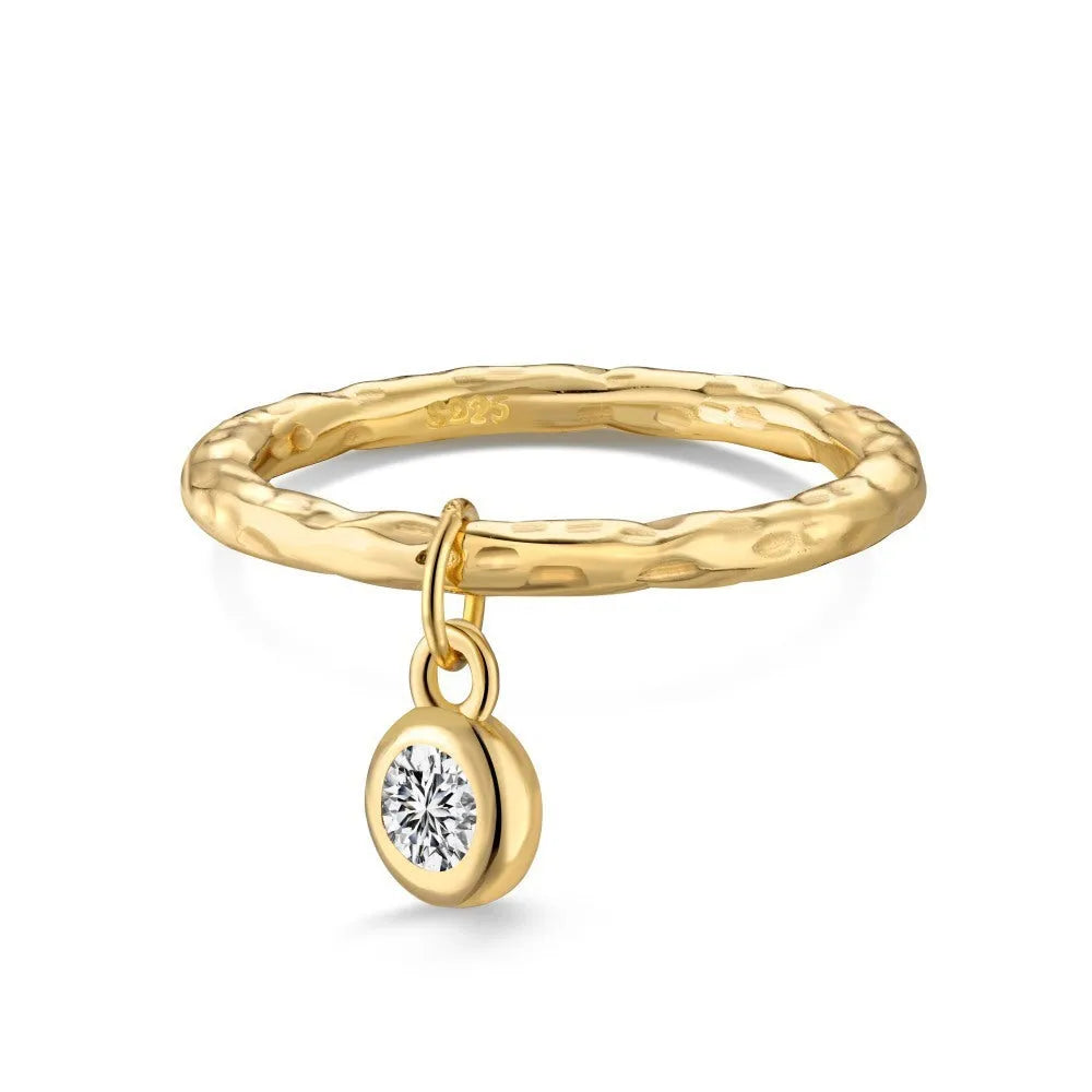 Women's silver ring with pleated texture in electroplated gold finish, available in sizes No 6 to No 8
