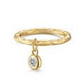 Women's silver ring with pleated texture in electroplated gold finish, available in sizes No 6 to No 8