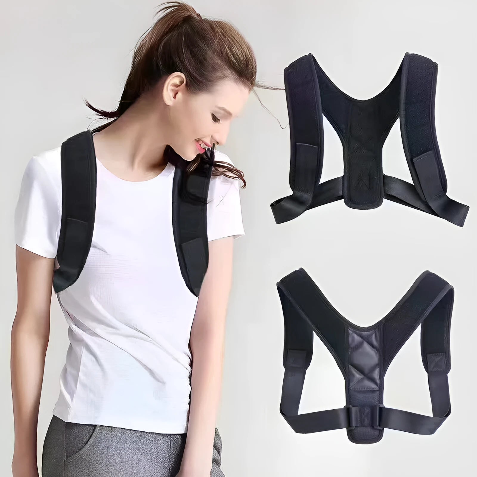 Babaka nylon back correction band in breathable or solid style for sitting posture support