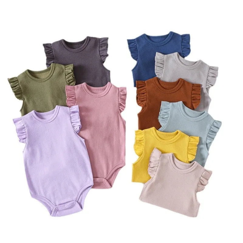 Newborn baby girl cotton knitted triangle onesie jumpsuit in dark gray with hidden snap closure