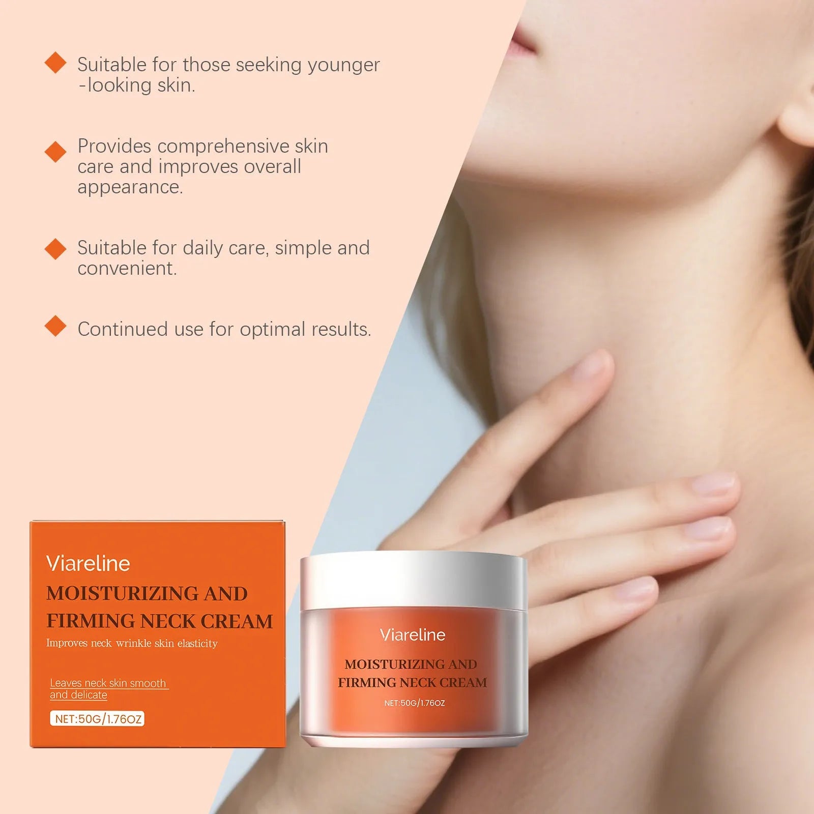 50g daily neck contour moisturising cream in compact jar packaging