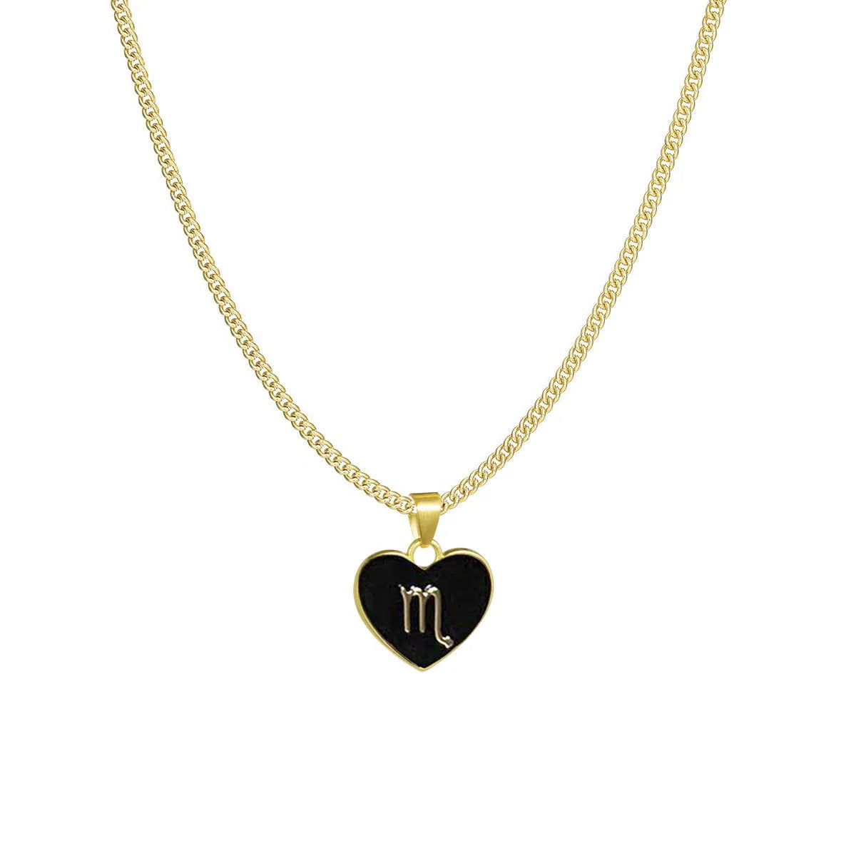12 constellation love necklace with heart-shaped pendant and bamboo chain in a zodiac colour option