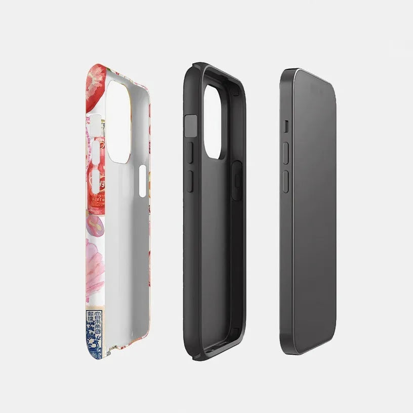 Creative minimalist marine bio printed phone case in white, double-layer feilin film shell for iPhone 11 to 16