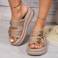 Women's suede slippers with thick rubber soles in apricot, black and milky white colours