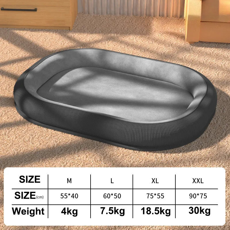 Corduroy and fleece disassemblable dog kennel bed in Gray for medium to large dogs