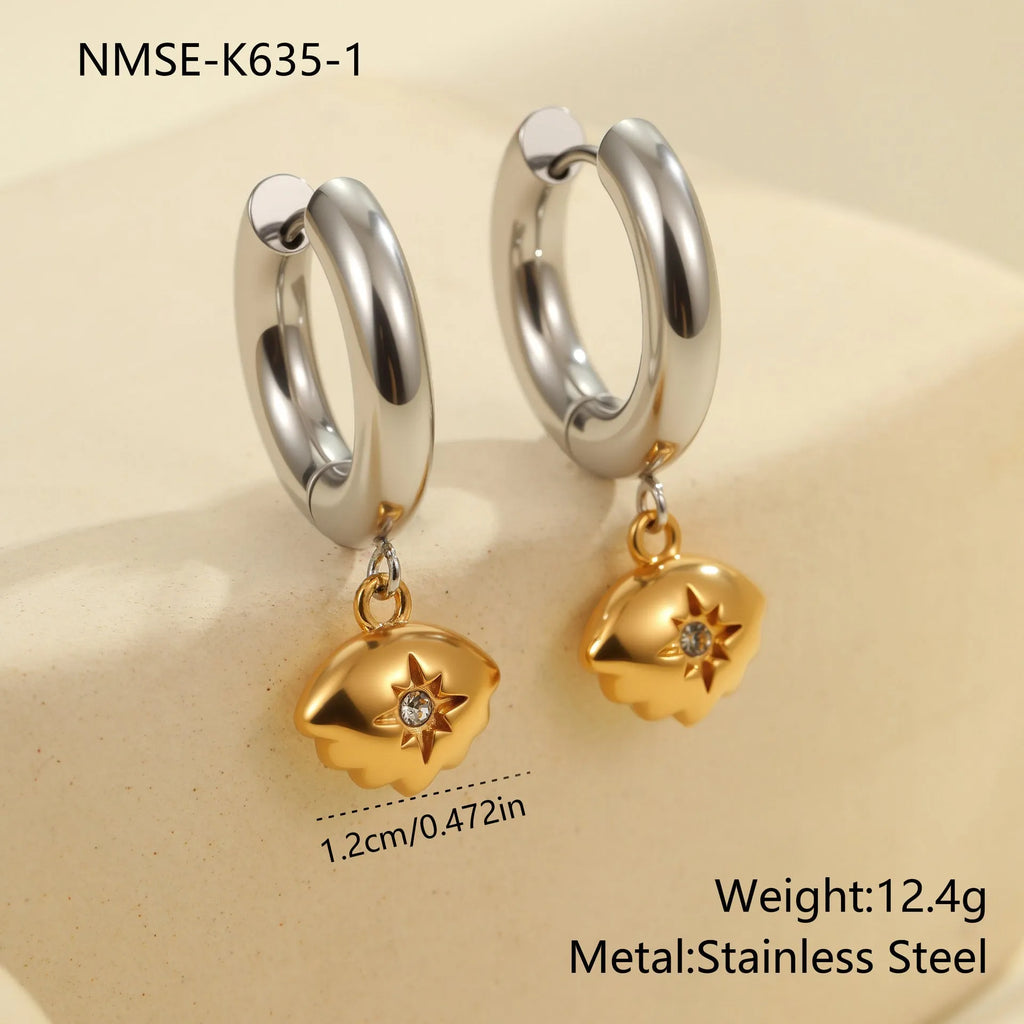 Christmas tree heart star earrings stainless steel 18K gold plated women's jewellery