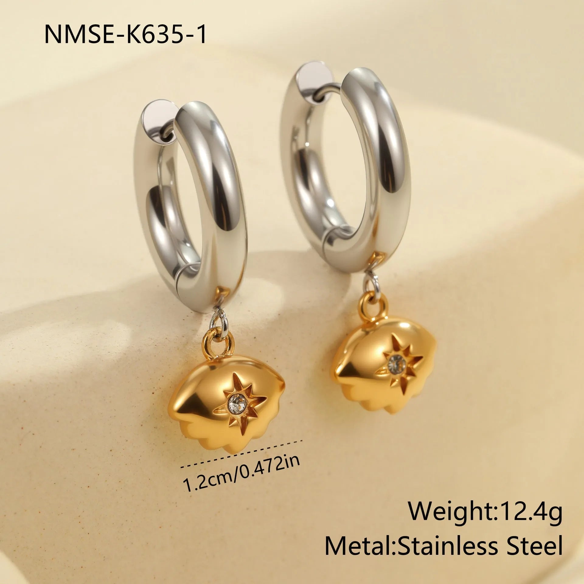Christmas tree heart star earrings stainless steel 18K gold plated women's jewellery