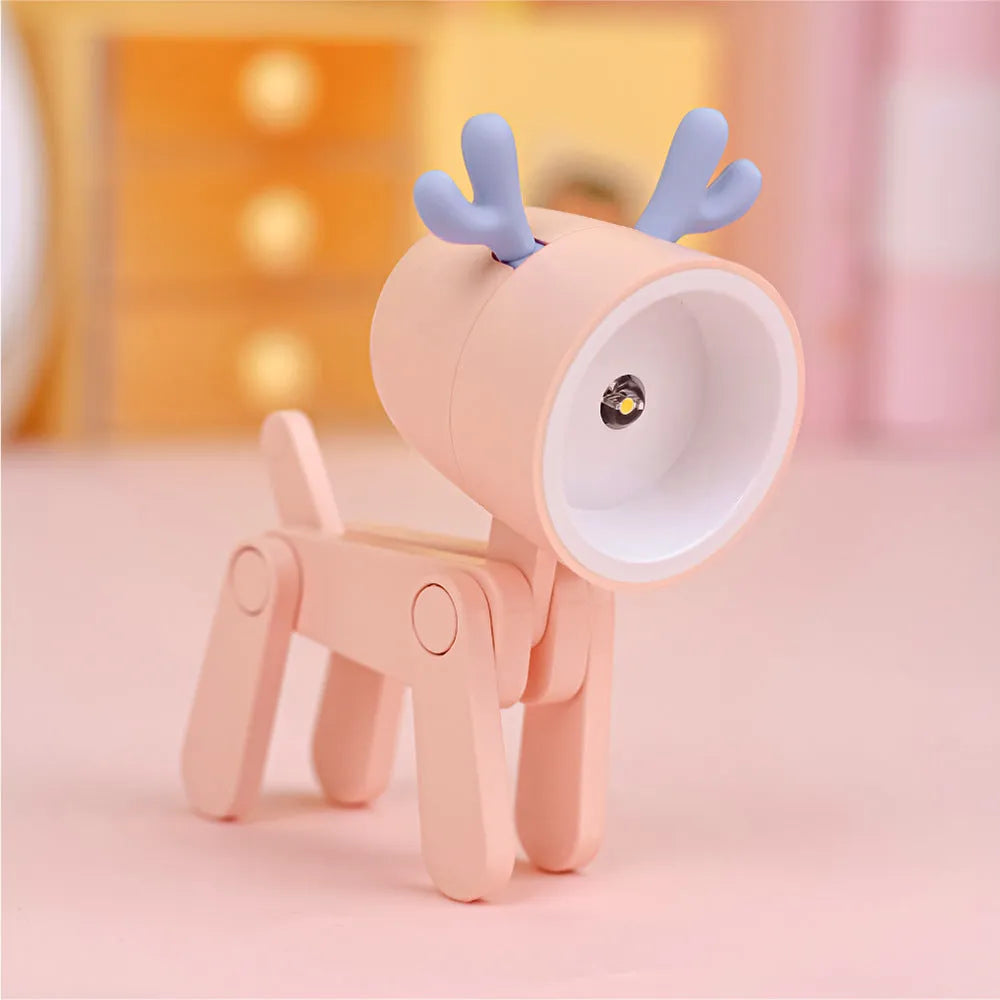 Creative handmade LED mini night lamp with PVC shade in cartoon style, battery operated with button switch