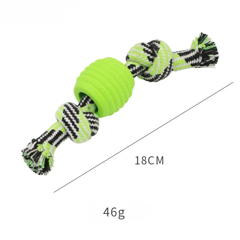 Blue dog chew toy with rope elements for dental cleaning and oral health protection