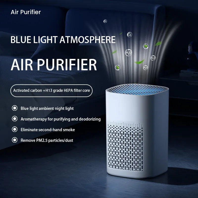 Simple style desktop air purifier and heater unit with USB power cable