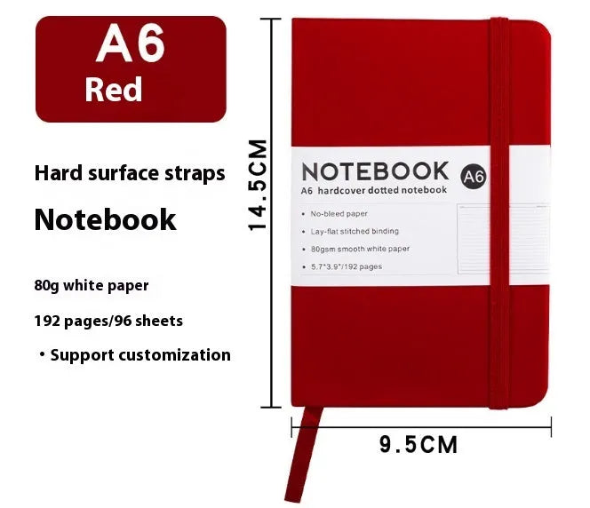 A5 PU leather strap notebook with horizontal lines available in marble and skin-feeling colours like black, blue, and gold
