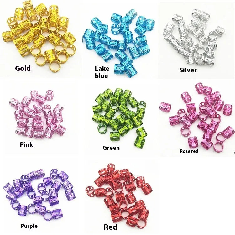 30 pack iron hollow tube hair rings for African twist braids in assorted colours