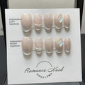 Women's blush colour short style artificial nail set with 14-short ladder A design