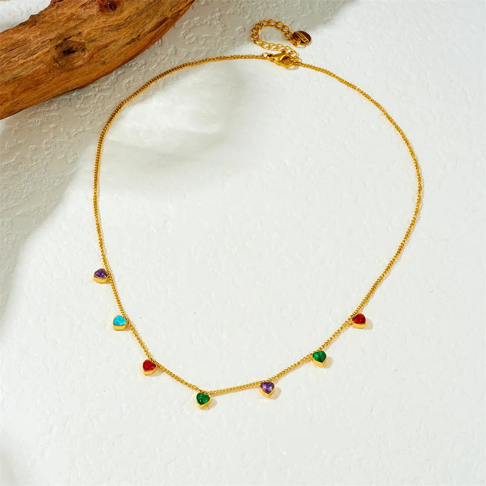 Women's gold-plated stainless steel necklace with heart pendant on regular chain