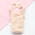 Cute plush cat paw bag Korean style in soft plush fabric, 23cm by 12.5cm, available in beige brown grey pink